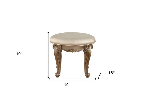HomeRoots 18" Champagne Solid Wood Backless Bar Chair - Elegant Minimalist Design for Kitchen & Dining Spaces 347065