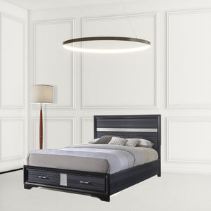 Homeroots Beige And Black Upholstered Wooltwo Drawer Bed  Wood 347070