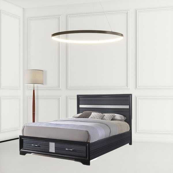 Homeroots Beige And Black Upholstered Wooltwo Drawer Bed  Wood 347070