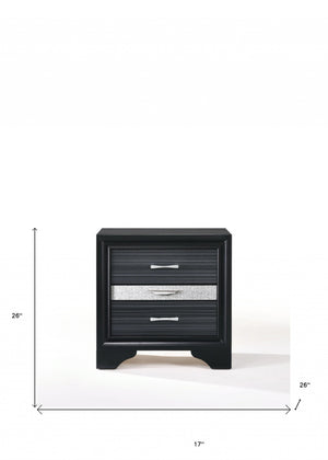 Homeroots 17" Rectangular Three Drawers Nightstand With Solid Wood Top   347072