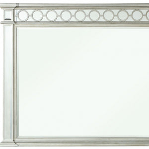 HomeRoots 42" Silver Wood Framed Mounted Dresser Mirror - Elegant Beveled Glass for Timeless Bedroom Style 347078