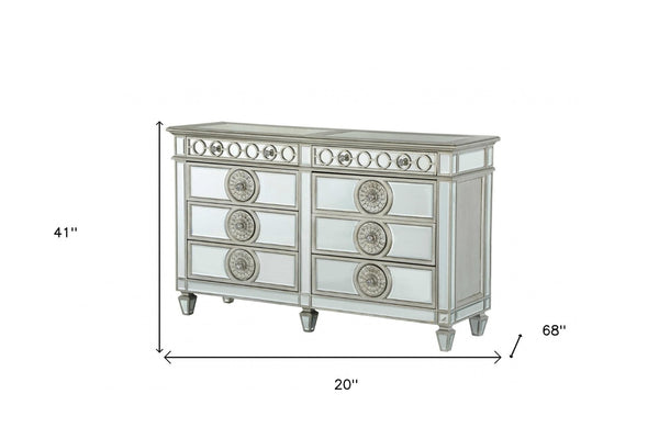 HomeRoots 20" Elegant Solid Wood Six Drawer Double Dresser for Ample Storage and Stylish Bedroom Decor Gray 347079