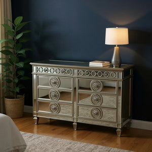 HomeRoots 20" Elegant Solid Wood Six Drawer Double Dresser for Ample Storage and Stylish Bedroom Decor Gray 347079