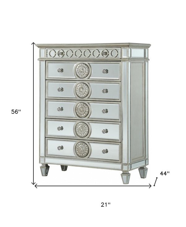 HomeRoots 20" Elegant Solid Wood Six Drawer Double Dresser for Ample Storage and Stylish Bedroom Decor Clear 347080