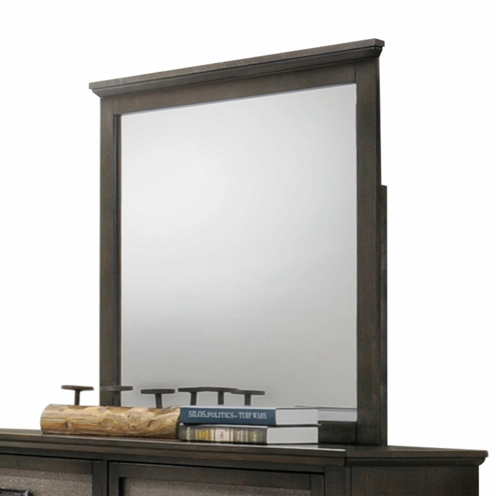 Homeroots Dark Walnut Wooden Beveled Mirror  Wood 347084