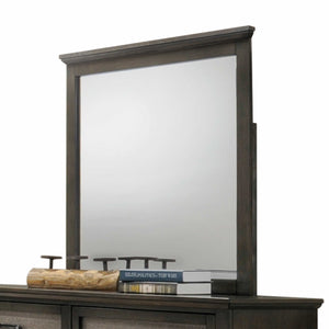 Homeroots Dark Walnut Wooden Beveled Mirror  Wood 347084