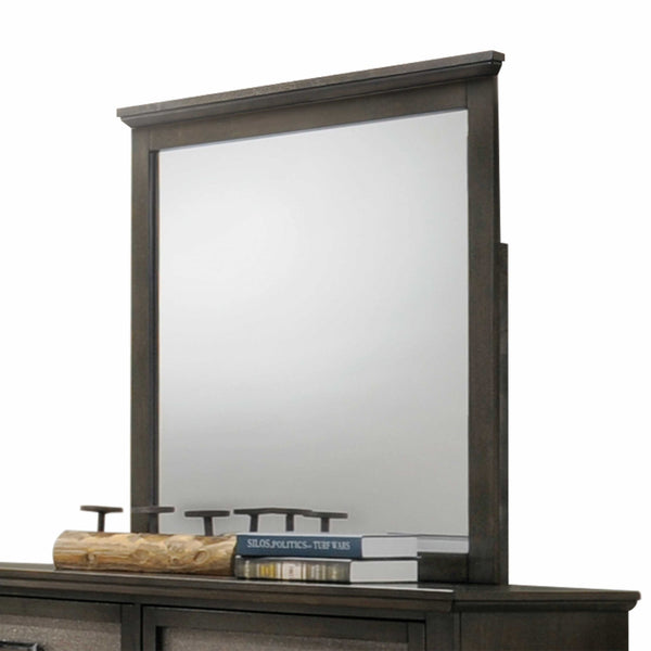 Homeroots Dark Walnut Wooden Beveled Mirror  Wood 347084
