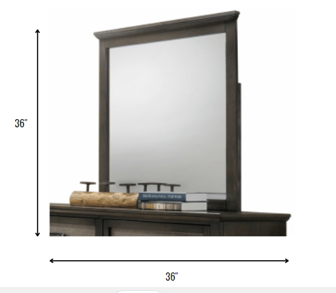 Homeroots Dark Walnut Wooden Beveled Mirror  Wood 347084