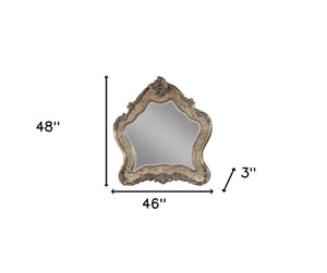 HomeRoots 48" Oak Framed Dresser Mirror - Vintage Elegance with Premium Glass, Beveled Edge & Easy Mounting 347089