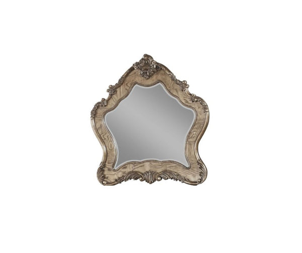 HomeRoots 48" Oak Framed Dresser Mirror - Vintage Elegance with Premium Glass, Beveled Edge & Easy Mounting 347089