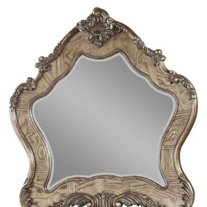 HomeRoots 48" Oak Framed Dresser Mirror - Vintage Elegance with Premium Glass, Beveled Edge & Easy Mounting 347089