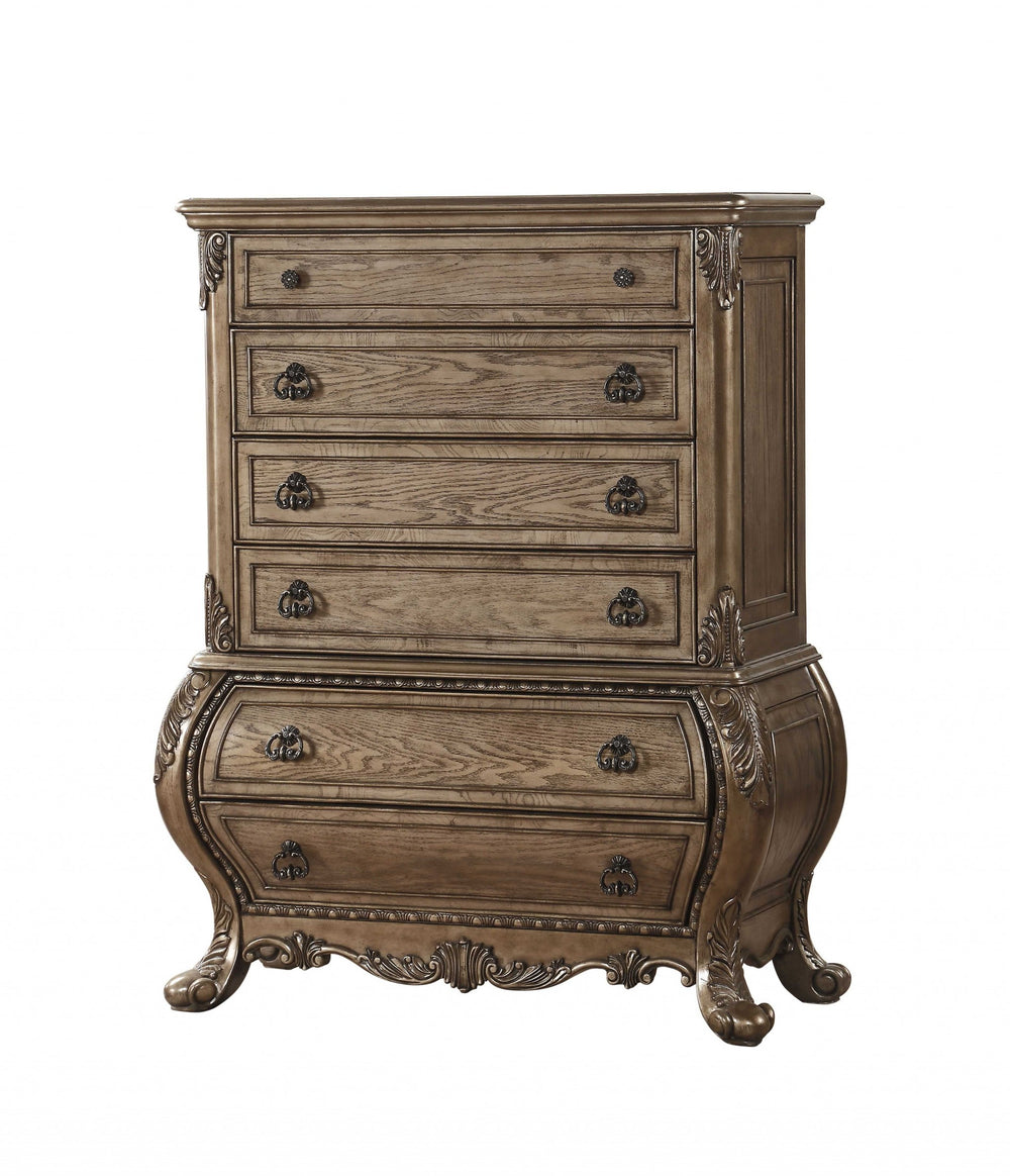 Homeroots 21" X 42" X 57" Vintage Oak Wood Chest  Solid Wood 347091