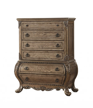 Homeroots 21" X 42" X 57" Vintage Oak Wood Chest  Solid Wood 347091