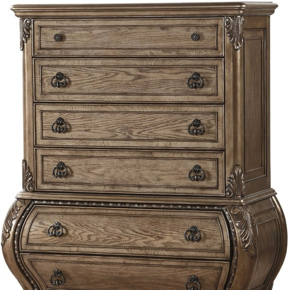 HomeRoots 23" Brown Solid Wood Combo Dresser - Timeless Organization with Ample Storage for Every Bedroom Style 6 347091
