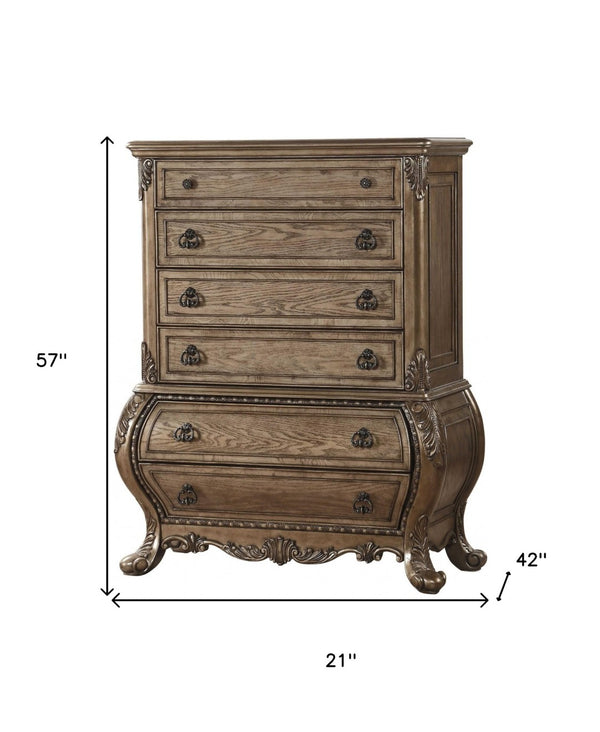 HomeRoots 23" Brown Solid Wood Combo Dresser - Timeless Organization with Ample Storage for Every Bedroom Style 6 347091