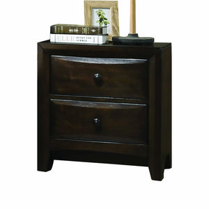 Homeroots 17" X 34" X 25" Walnut Wood Nightstand   347094