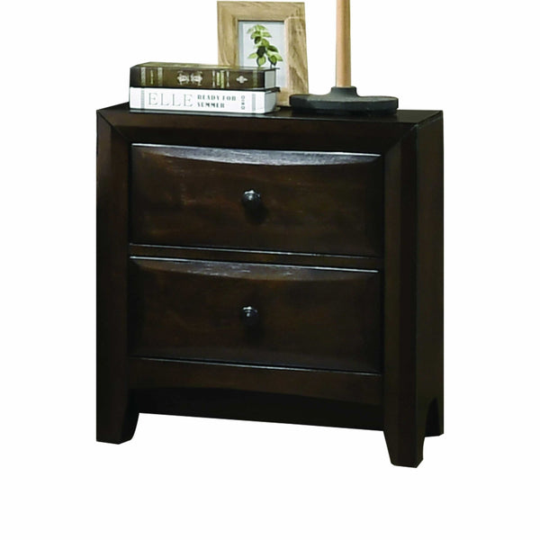 Homeroots 17" X 34" X 25" Walnut Wood Nightstand   347094
