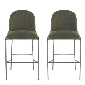 English Elm Christopher Knight Home® - Galen Upholstered Metal Barstool Set of 2 with Plush Stain-Resistant Fabric, Ergonomic Modern Design Green N775P290453N
