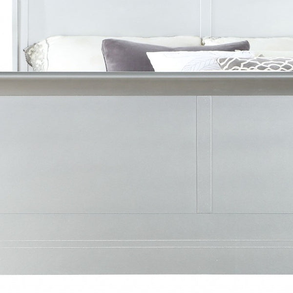 Homeroots 80" X 90" X 47" Platinum Wood Eastern King Bed  Wood 347101