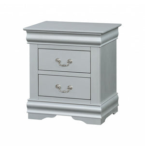 Homeroots 24" Platinum Two Drawers Nightstand Platinum  347103