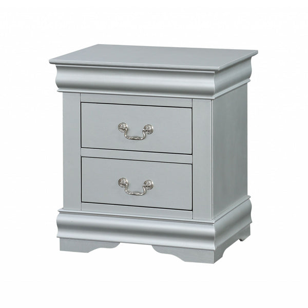 Homeroots 24" Platinum Two Drawers Nightstand Platinum  347103