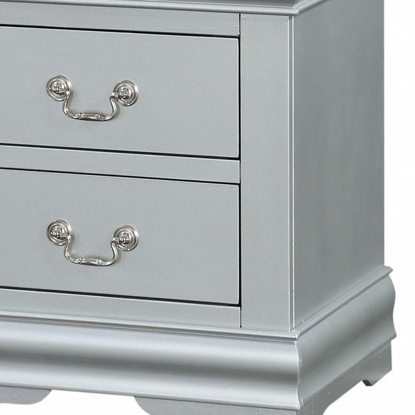 Homeroots 24" Platinum Two Drawers Nightstand Platinum  347103