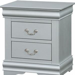 Homeroots 24" Platinum Two Drawers Nightstand Platinum  347103
