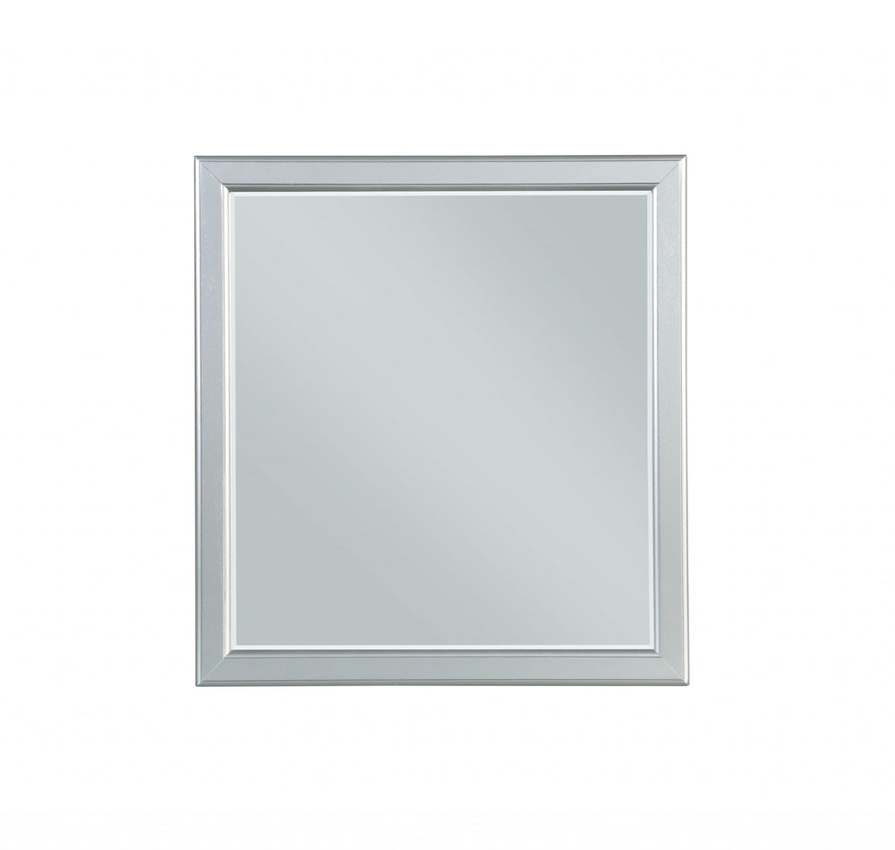 Homeroots 38" Silver Square Framed Accent Mirror Platinum Wood 347104