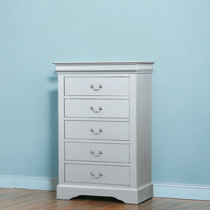 Homeroots 15" White Solid Wood Five Drawer Lingerie Chest Platinum Solid Wood 347114