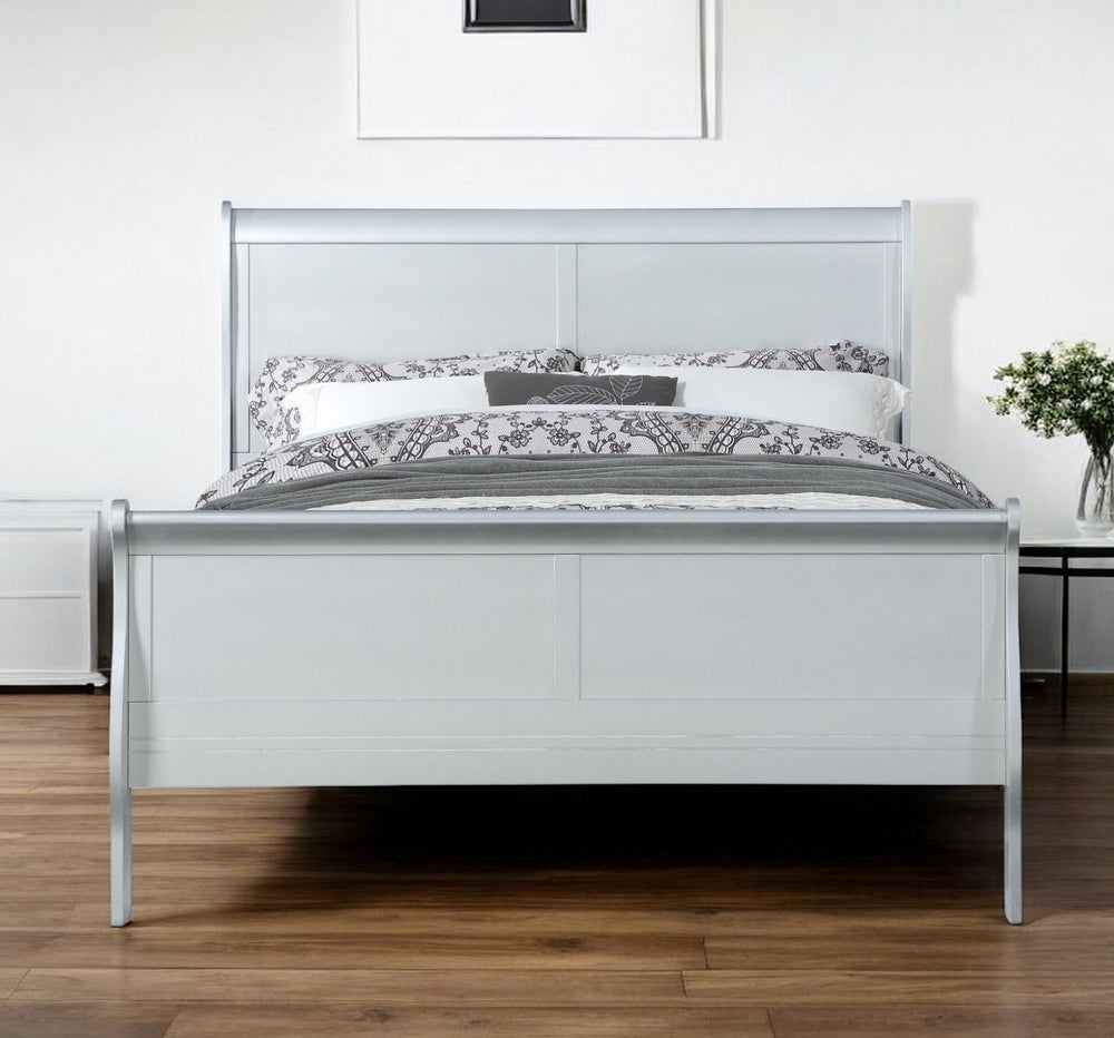 Homeroots Solid Wood Off White Bed  Wood 347116