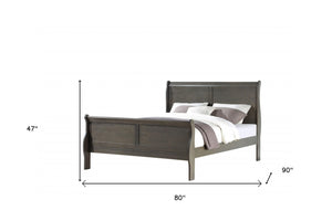 Homeroots Dark Gray King Sleigh Bed  Manufactured Wood 347117