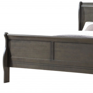 Homeroots Queen Brown Sleigh Bed  Manufactured Wood 347118