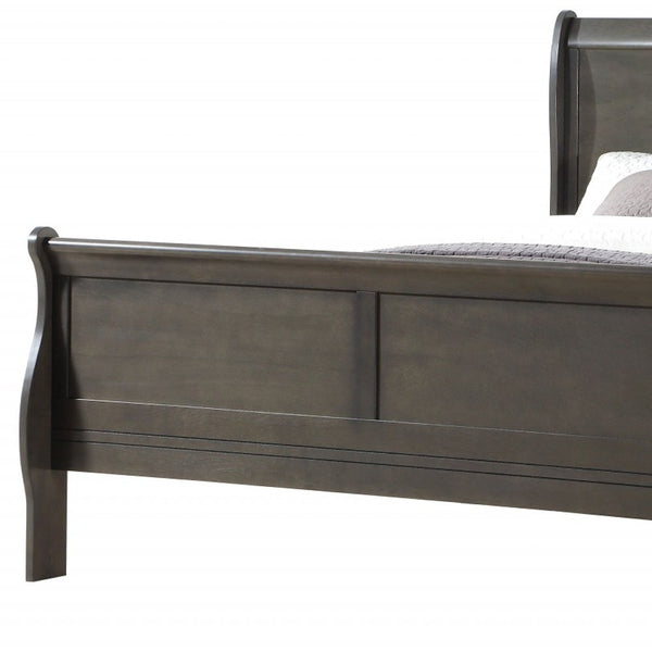 Homeroots Queen Brown Sleigh Bed  Manufactured Wood 347118