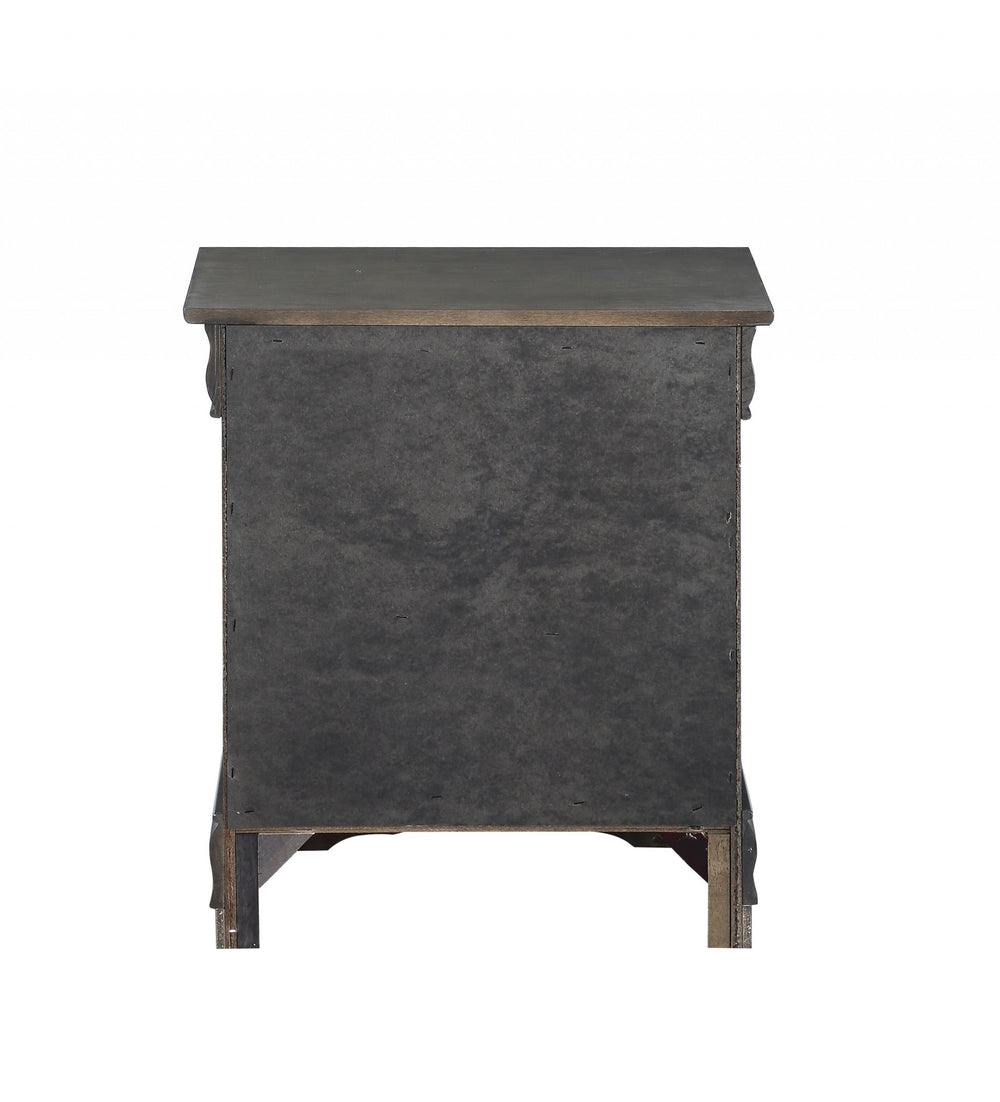 Homeroots 24" Gray Two Drawers Nightstand Dark Gray  347119