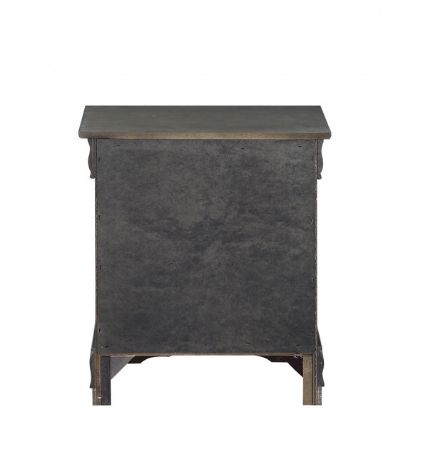 Homeroots 24" Gray Two Drawers Nightstand Dark Gray  347119