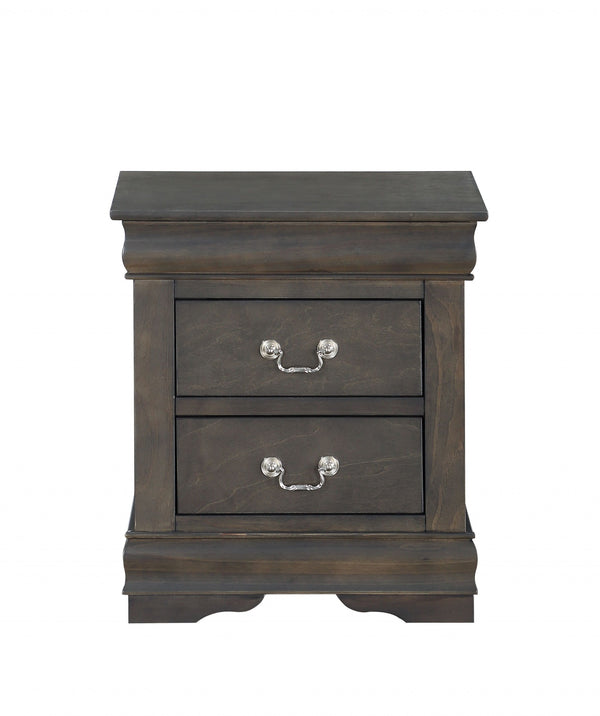 Homeroots 24" Gray Two Drawers Nightstand Dark Gray  347119