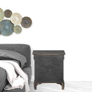 Homeroots 24" Gray Two Drawers Nightstand Dark Gray  347119