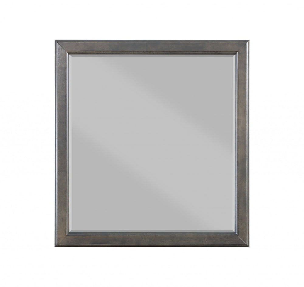 Homeroots 38" Rectangle Wall Mounted Accent Mirror Dark Gray Wood 347120