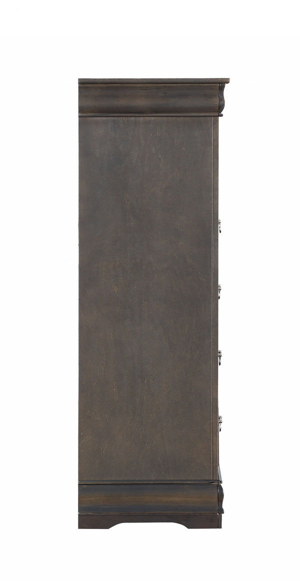 Homeroots 15" Light Brown Solid Wood Five Drawer Lingerie Chest Dark Gray Solid Wood 347122