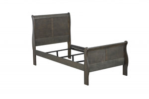 Homeroots Twin Black Sleigh Bed  Manufactured Wood 347123