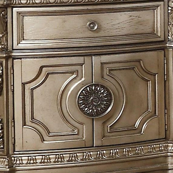 Homeroots 29" Champagne One Drawer Faux Marble And Solid Wood Nightstand With Storage   347125