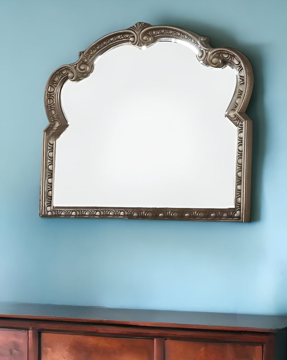 Homeroots 41" Champagne Irregular Framed Accent Mirror  Wood 347127