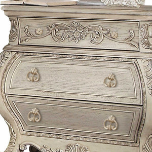 Homeroots 34" Antiqued White Three Drawers Solid Wood Nightstand Antique White  347133