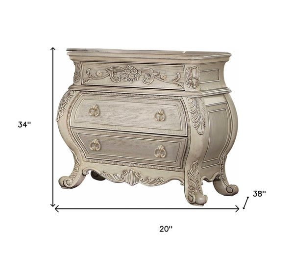 HomeRoots 24" Elegant Two-Drawer Nightstand - Sleek Storage Solution for Bedroom or Living Space Décor Antique White 347133