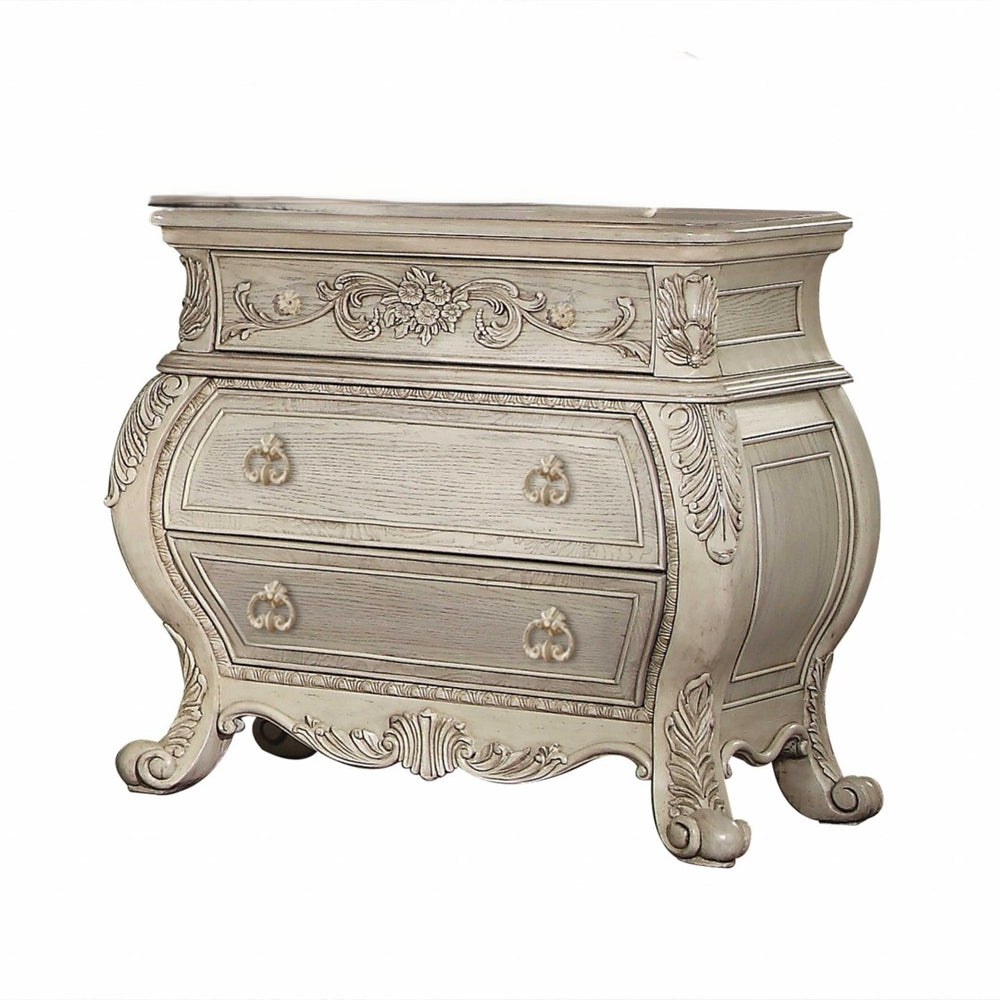 HomeRoots 24" Elegant Two-Drawer Nightstand - Sleek Storage Solution for Bedroom or Living Space Décor Antique White 347133