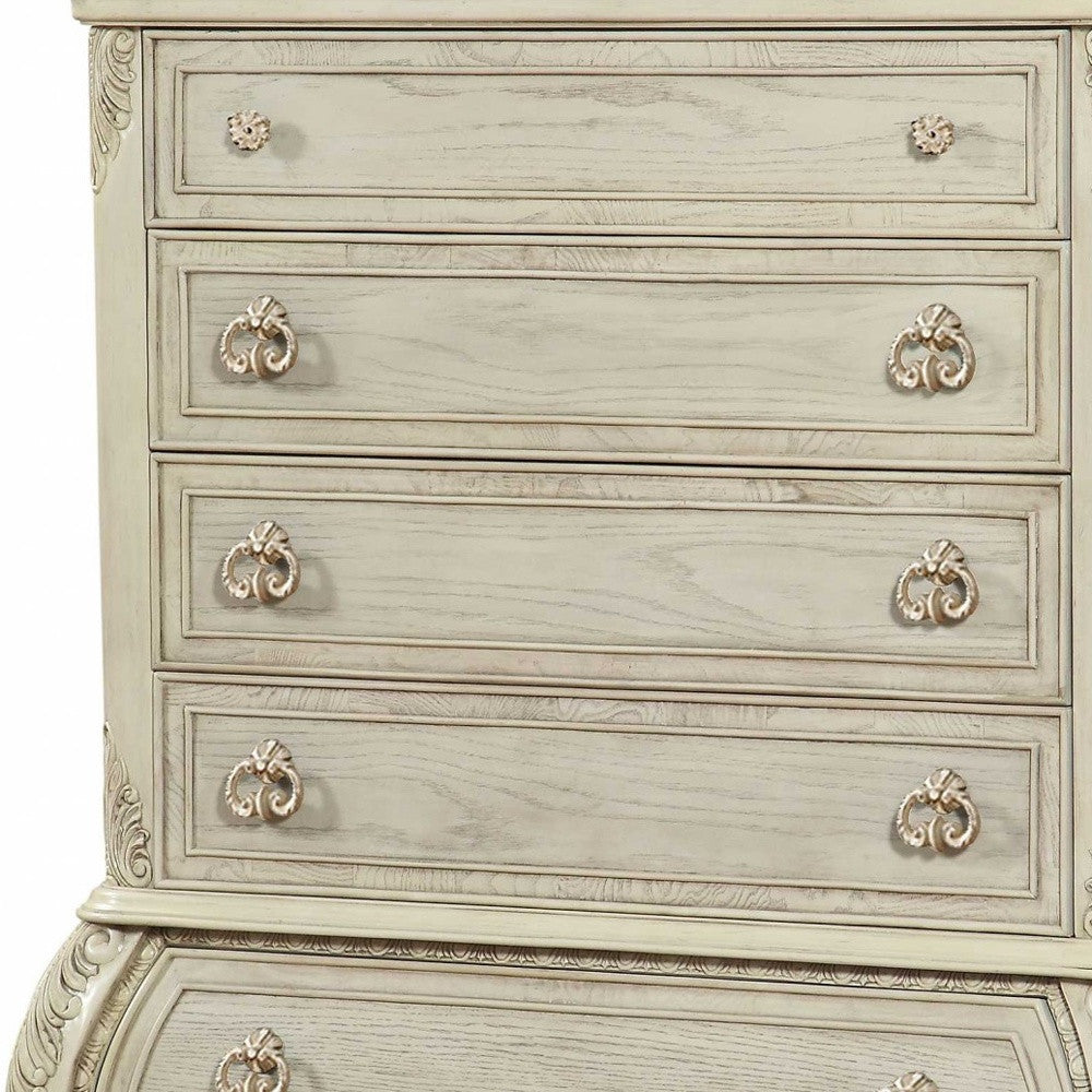 Homeroots 21" X 42" X 57" Antique White Wood Chest Antique White Solid Wood 347136