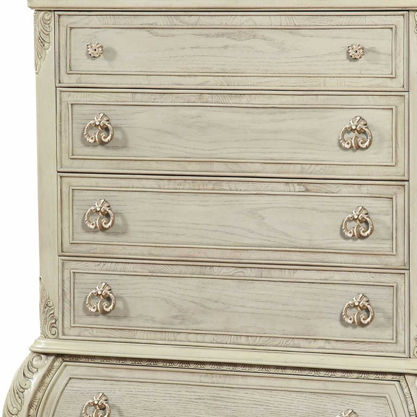 Homeroots 21" X 42" X 57" Antique White Wood Chest Antique White Solid Wood 347136