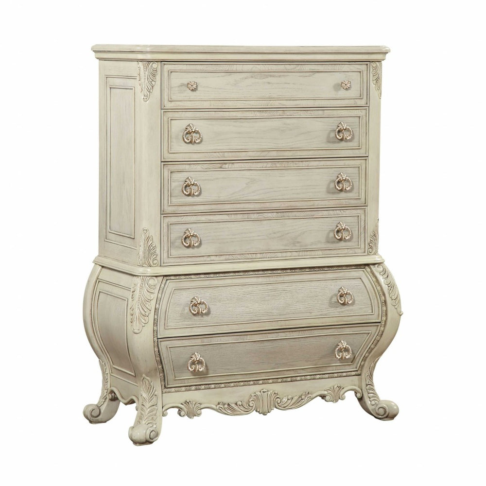 HomeRoots 21" Antique White Wood Chest – Elegant French-Inspired Design with Three Drawers for Organized Storage 6 347136