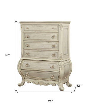 HomeRoots 21" Antique White Wood Chest – Elegant French-Inspired Design with Three Drawers for Organized Storage 6 347136