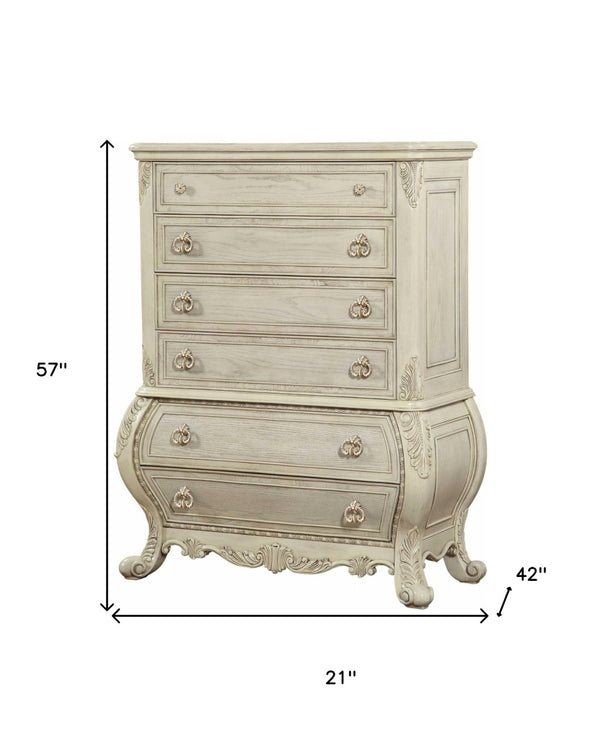 HomeRoots 21" Antique White Wood Chest – Elegant French-Inspired Design with Three Drawers for Organized Storage 6 347136